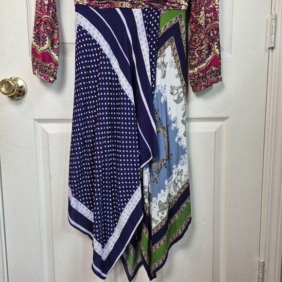 Anthropologie Moulinette Soeurs Size 8 Istanbul Wrap Dress Hankerchief Hem - Picture 3 of 10